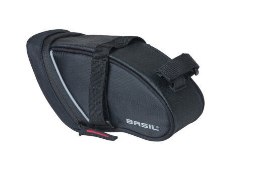 Sadulakott Basil Sport Design veekindel | E-pood Tootemaailm Must BASIL jalgratta sadulakott lukuga ja kinnitushihmadega