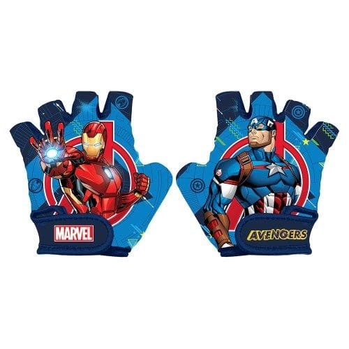 Laste jalgrattakindad Avengers sinised | E-pood Tootemaailm Marveli superkangelastega laste sõrmikud: Iron Man ja Captain America sinisel taustal