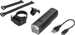 Kompaktne jalgrattatuli USB-laadimisega, kinnitused ja tarvikud komplektis