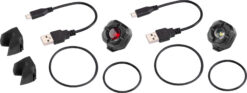 USB laadimiskaabel kahe Micro-USB otsiku ja kahe rõngasadapteriga, musta värvi lisatarvikud