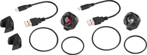 Jalgrattatulede komplekt Giant Cast 10 Combo | E-pood Tootemaailm USB laadimiskaabel kahe Micro-USB otsiku ja kahe rõngasadapteriga, musta värvi lisatarvikud