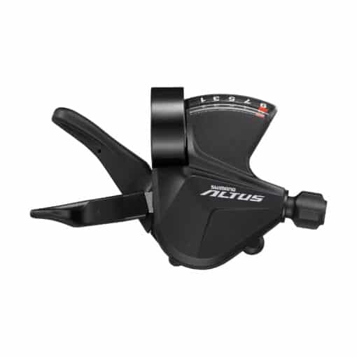 Käigukang Shimano Altus SL-M2010-R 9-käiguline parempoolne | E-pood Tootemaailm Shimano Altus jalgratta käiguvahetaja musta värvi, nähtav hoob ja ülekandeindikaator