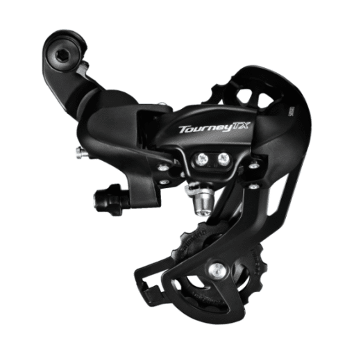 Tagavahetaja Shimano RD-TX800 7/8 käigule | E-pood Tootemaailm Must Shimano Tourney TX jalgratta tagumine käiguvahetaja valgel taustal