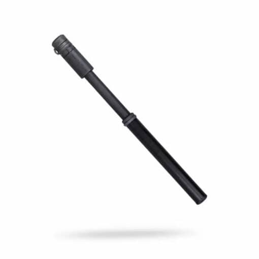 Minipump PRO Compact voolikuga alumiiniumist | E-pood Tootemaailm Must must silindrikujuline käsipump valgel taustal