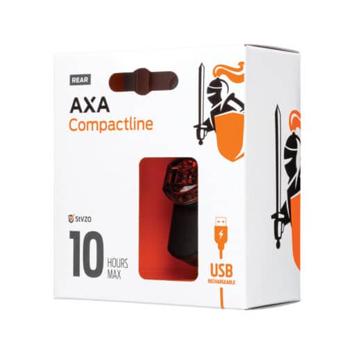 Jalgratta tagatuli AXA Compactline USB-laetav | E-pood Tootemaailm AXA Compactline tagatule karp, millel on märge 10 tundi ja USB taaslaetav