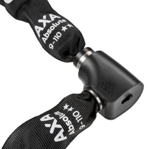 Kettlukk AXA Absolute 9-110 110 cm | E-pood Tootemaailm AXA Absolute ketilukk lukustuspää ja mustad tekstiilist lingid lähivaates