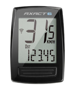 AXACT 6 jalgratta spidomeeter näidikuga, ekraanil kiirus 31,5 km/h ja distants 123,45