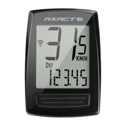 Jalgrattakompuuter Giant Axact 6 juhtmega | E-pood Tootemaailm AXACT 6 jalgratta spidomeeter näidikuga, ekraanil kiirus 31,5 km/h ja distants 123,45