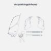 Laste jalgrattatool Urban Iki Ta-ke pakiraamile | E-pood Tootemaailm Pakendi sisu illustratsioon: seade, kaks kinnitusdetaili, võtmed ja kaks vardataolist osa