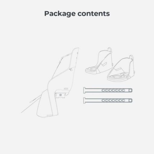 Pakendi sisu illustratsioon: kaks kinnitusdetaili ja kaks varrast/toestusosa