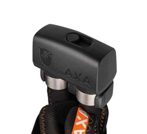 Lülilukk AXA Foldable 800 100 cm | E-pood Tootemaailm Must must plastist AXA jalgrattalukkude hoidik või kinnitusdetail