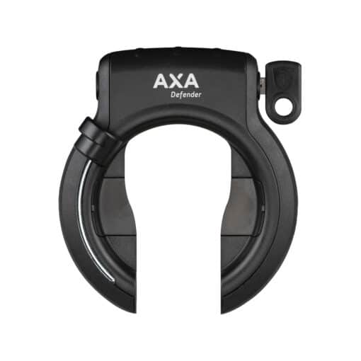 Raamilukk AXA Defender kokkuklapitava võtmega | E-pood Tootemaailm AXA Defender jalgrattalukk musta korpusega, pildil eraldi võti kõrval