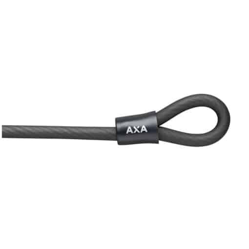 Tross aasadega AXA Newton Double Loop 10 m | E-pood Tootemaailm Must AXA jalgrattalukk musta aasaga valgel taustal
