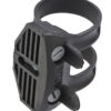 Raamiluku kinnitus AXA Flex Mount | E-pood Tootemaailm Must plastist kinnitusklamber kahe rõnga ja kruvidega, must, valgel taustal