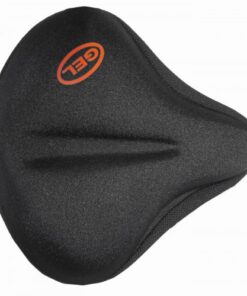 Must jalgratta sadul oranži GEI logoga, ergonoomilise kujuga