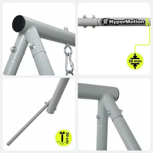 Laste pesakiik raamiga HyperMotion 100 cm | E-pood Tootemaailm Halli hall metallraamil HyperMotioni logo ja 38 mm toru läbimõõdu märgistus