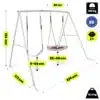 Laste aiakiik pesakiige ja klassikalise istmega HyperMotion | E-pood Tootemaailm Metallist kiige raam kahe istmega, mõõdud 183 x 235 x 172 cm, max 200 kg