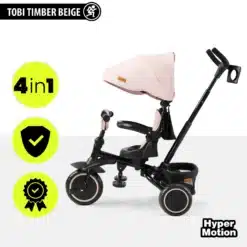 Tobi Timber Beige 4in1 kolmerattaline lapsekäru beeži katusega