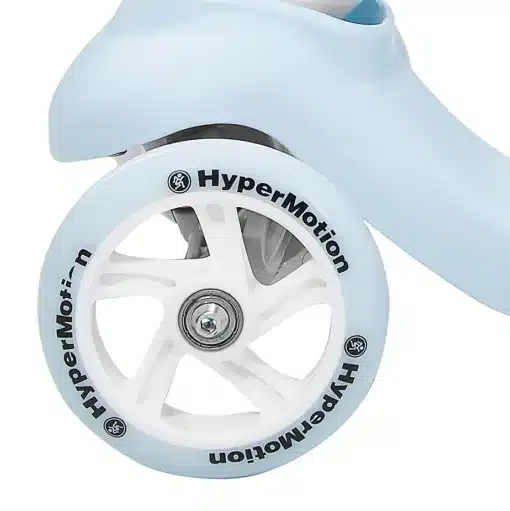 Helesinine HyperMotion tõukeratta ratas valge veljega lähivaates