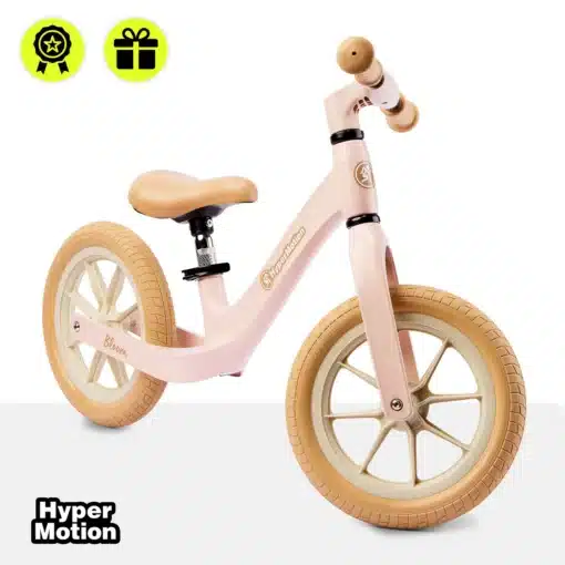 Laste tasakaaluratas HyperMotion Bloom magneesiumraamiga | E-pood Tootemaailm Roosa HyperMotion jooksuratas väikese lapse jaoks, puidust juhtrauaga ja beežide ratastega