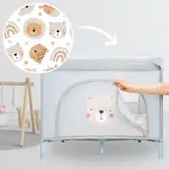 Hall Moby-System beebireisivoodi karumustriga, külgmise lukuga avatuna