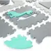 Laste puslematt eemaldatavate loomade ja kujunditega 150 x 150 cm | E-pood Tootemaailm Hallid ja türkiissinised puslematid omavahel ühendatud detailidega