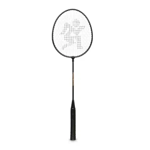 Must sulgedega mängimiseks mõeldud badmintonireket valgel taustal