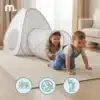 Laste mängutelk tunneliga 3+ | E-pood Tootemaailm Kaks last mängivad halli ja valge täpilise laste tunnelitelgiga ning roomavad sellest välja
