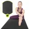 Joogamatt HyperMotion Lotus 6 mm libisemiskindel TPE-materjalist | E-pood Tootemaailm Must joogamatt lootose mustriga, millel istuv naine teeb venitusharjutust