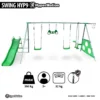 HyperMotion Swing Hyp9 roheline laste mänguväljak liumäe, kiikede, ronimisseina ja korvpallirõngaga