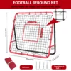 Jalgpalli tagasilöögivõrk reguleeritava nurgaga | E-pood Tootemaailm Punane jalgpalli tagasilöögivõrk mõõtudega 100 × 100 × 52 cm, keskmise sihtmärgi ja 4 kinnitusnaelaga