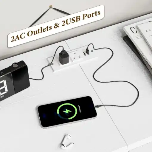14 sahtliga kummut pistikupesadega magamistuppa ja elutuppa | E-pood Tootemaailm Valge pikenduspesaga laadija 2 AC-pistikupesa ja 2 USB-pordiga, nutitelefon laadimas