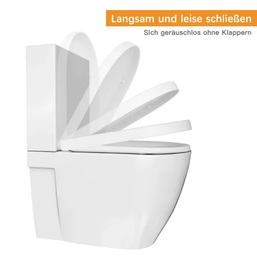Valge WC-pott aeglaselt ja vaikselt sulguva WC-istmega
