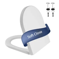 Valge Soft Close WC-prill-laud koos kinnitusdetailidega