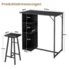 Baarilaua komplekt 2 baaripuki ja 3 riiuliga | E-pood Tootemaailm Must baarilaud riiulite ja kõrge baaripukiga, mõõtudega 91,5 × 50 × 90 cm