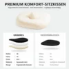 Ergonoomiline kontoritool peatoe ja nimmetoega 2D käetugedega | E-pood Tootemaailm Kreemikas ergonoomilise kontuuriga istmepadi keskmise avaga, võrdlus tavalise lameda padjaga