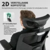 Ergonoomiline kontoritool peatoe ja nimmetoega 2D käetugedega | E-pood Tootemaailm Must ergonoomiline kontoritool reguleeritava 2D-peatugi ja kaelatoega