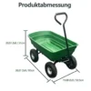 Aiakäru 270 kg kallutusfunktsiooniga | E-pood Tootemaailm Roheline neljarattaline aiakäru musta tõmbesangaga, mõõtudega 93 × 50,5 × 51 cm