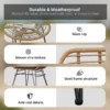 Aiamööbli komplekt kahele inimesele 3-osaline | E-pood Tootemaailm Ilmastikukindel PE-rotangist klaasplaadiga laud, punutud viimistluse ja roostevaba terasraamiga
