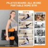 Kokkupandav pilatese treeninglaud koos lati ja takistuskummiga | E-pood Tootemaailm Kokkupandav Pilates Board treeninglaud, mida naine kannab ning millel tehakse koduseid harjutusi