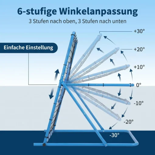 Sinine reguleeritava kaldenurgaga kuivatusrest kuue asendiga vahemikus -30° kuni +30°