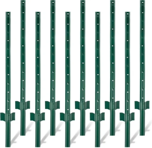 Metallist aiapostid 213 cm, 10 tk | E-pood Tootemaailm Rohelised metallist aiapostid kinnitusavade ja maasse kinnitatavate tugedega