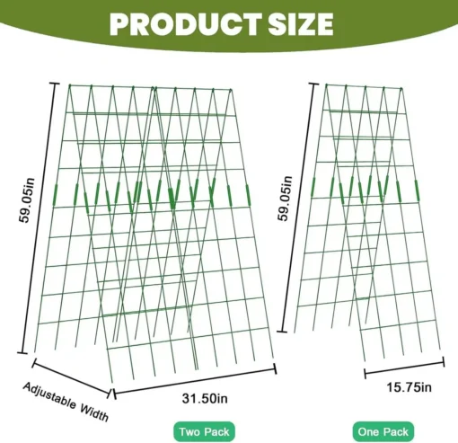 A-kujuline taimetugi ronitaimedele 2 tk | E-pood Tootemaailm Kokkupandava metallist toe mõõtmed: kaks pakki 31,50 x 59,05 tolli, üks pakk 15,75 x 59,05 tolli, reguleeritav laius