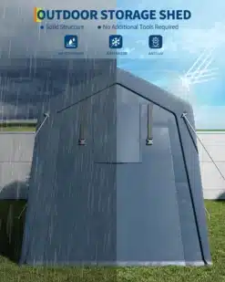 Hallikas outdoor storage shed murul, vihma, lumesaju ja päikese kaitsega
