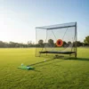 Golfi löögivõrk pallitagastussüsteemiga sise- ja välitreeninguks | E-pood Tootemaailm Golfi harjutusvõrk sihtmärgiga ja pallide löögiala rohelisel väljakul