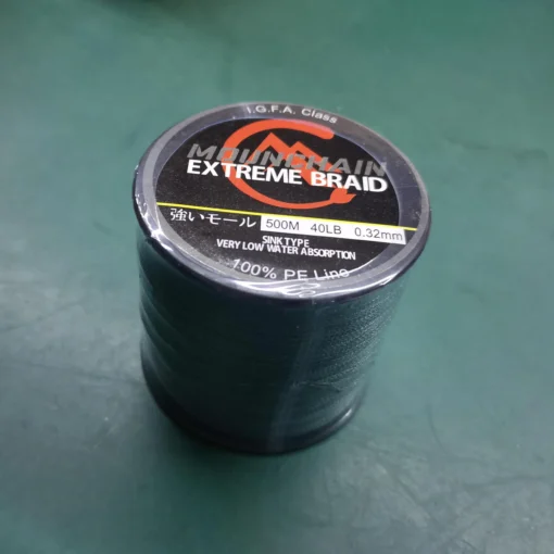 Punutud tamiil 500 m 0,32 mm 40 lb | E-pood Tootemaailm Must põimitud kalastusniit poolil, märgistus 500 m, 40 lb, 0,32 mm.