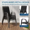 Virnastatavad aiatoolid käetugedega, 4 tk | E-pood Tootemaailm Virnastatud mustad metallraamiga toolid toas puitpõrandal