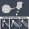 Kroomitud termostaatiline dušikomplekt | E-pood Tootemaailm Käsidušš silikoonotsikutega ja 3 veejugarežiimiga, näidatud massaaž, segatud ja vihm
