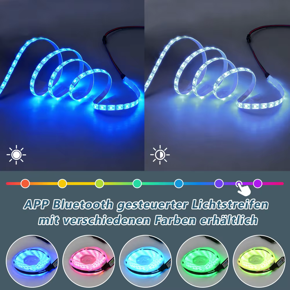 Rakendusest juhitav Bluetooth LED-valgusriba mitme värviga ja erinevate valgusnäidete eelvaade