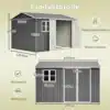Metallist aiakuur tööriistadele 311 × 240 cm akna ja ventilatsiooniavadega | E-pood Tootemaailm Hallihoone mõõtude skeem, millel on näidatud külgvaade, eesvaade, uksed ja aken ning mitmed mõõdud sentimeetrites